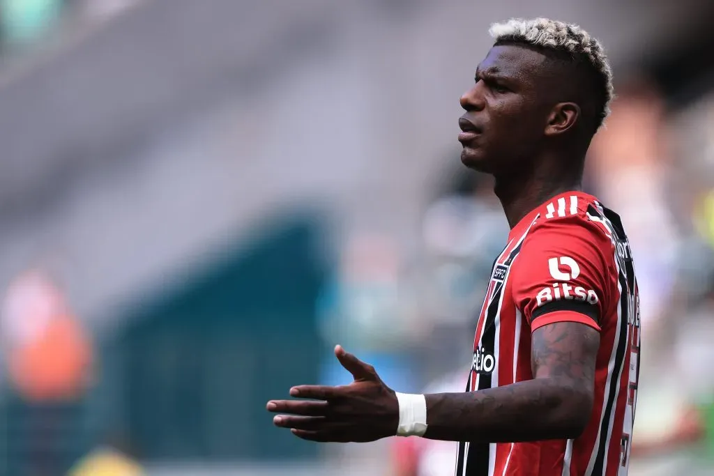 SP – Sao Paulo – 22/01/2023 – PAULISTA 2023, PALMEIRAS X SAO PAULO – arboleda jogador do Sao Paulo durante partida contra o Palmeiras no estadio Arena Allianz Parque pelo campeonato Paulista 2023. Foto: Ettore Chiereguini/AGIF