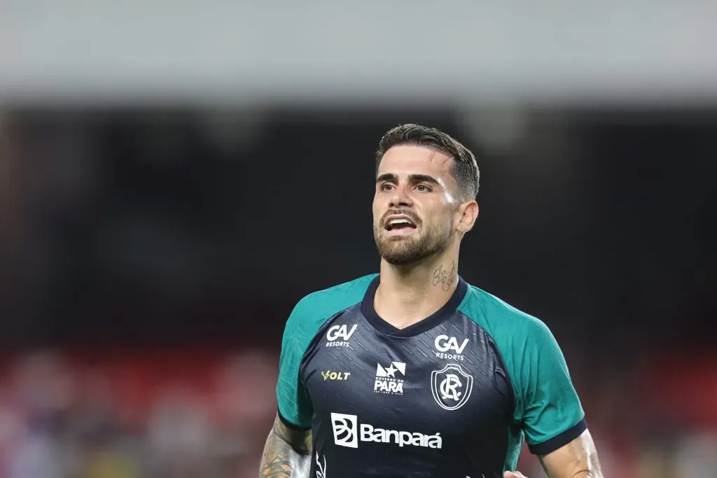 PA – BELEM – 18/01/2025 – PARAENSE 2025, REMO X SAO FRANCISCO – Felipe Vizeu jogador do Remo comemora seu gol durante partida contra o Sao Francisco no estadio Mangueirao pelo campeonato Paraense 2025. Foto: Fernando Torres/AGIF