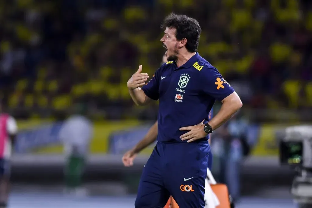 BARRANQUILLA, COLOMBIA – NOVEMBER 16: Fernando Diniz, head coach of Brazil gives instructions during the FIFA World Cup 2026 Qualifier match between Colombia and Brazil at Estadio Metropolitano Roberto Meléndez on November 16, 2023 in Barranquilla, Colombia. (Photo by Gabriel Aponte/Getty Images)