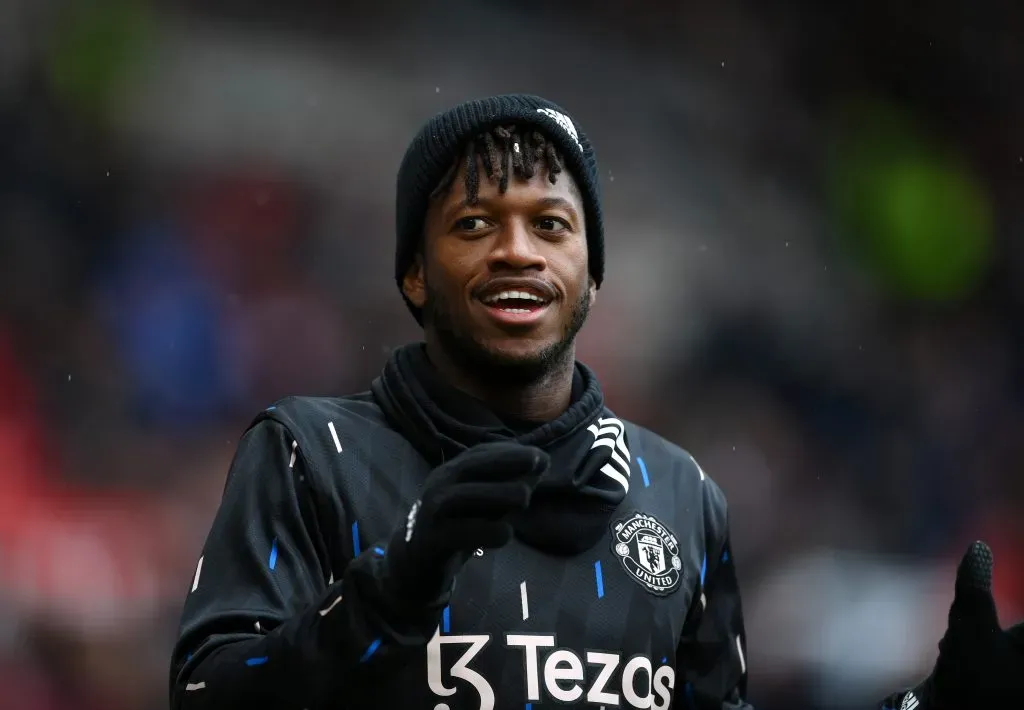 MANCHESTER, ENGLAND – APRIL 30: Fred of Manchester United warms up prior to the Premier League match between Manchester United and Aston Villa at Old Trafford on April 30, 2023 in Manchester, England. (Photo by Shaun Botterill/Getty Images)
