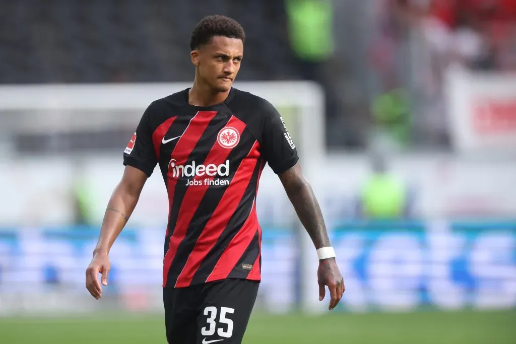 FRANKFURT AM MAIN, GERMANY – SEPTEMBER 03: Tuta of Eintracht Frankfurt reacts during the Bundesliga match between Eintracht Frankfurt and 1. FC Köln at Deutsche Bank Park on September 03, 2023 in Frankfurt am Main, Germany. (Photo by Alex Grimm/Getty Images)