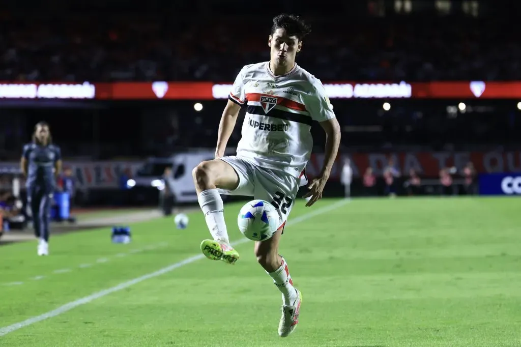 Ferraresi jogador do São Paulo durante partida contra o Talleres no estadio Morumbi pelo campeonato Copa Libertadores 2025. Foto: Marcello Zambrana/AGIF