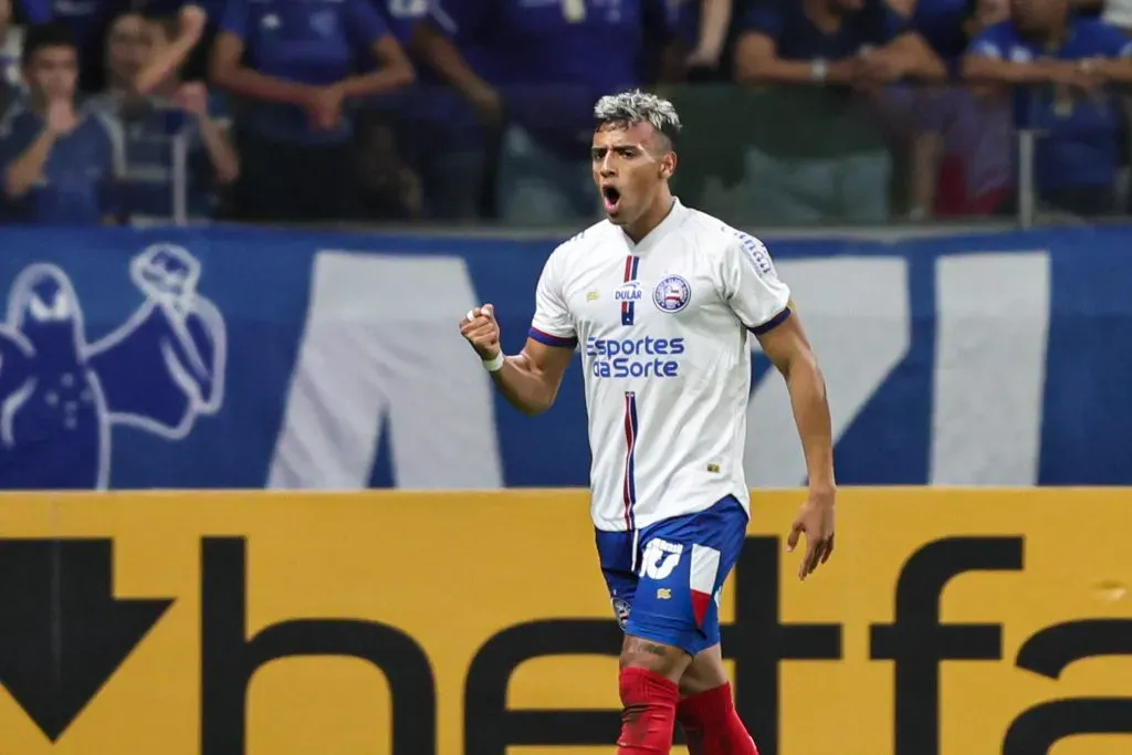MG – BELO HORIZONTE – 18/10/2024 – BRASILEIRO A 2024, CRUZEIRO X BAHIA – Luciano Rodriguez jogador do Bahia comemora seu gol durante partida contra o Cruzeiro no estadio Mineirao pelo campeonato Brasileiro A 2024. Foto: Gilson Lobo/AGIF