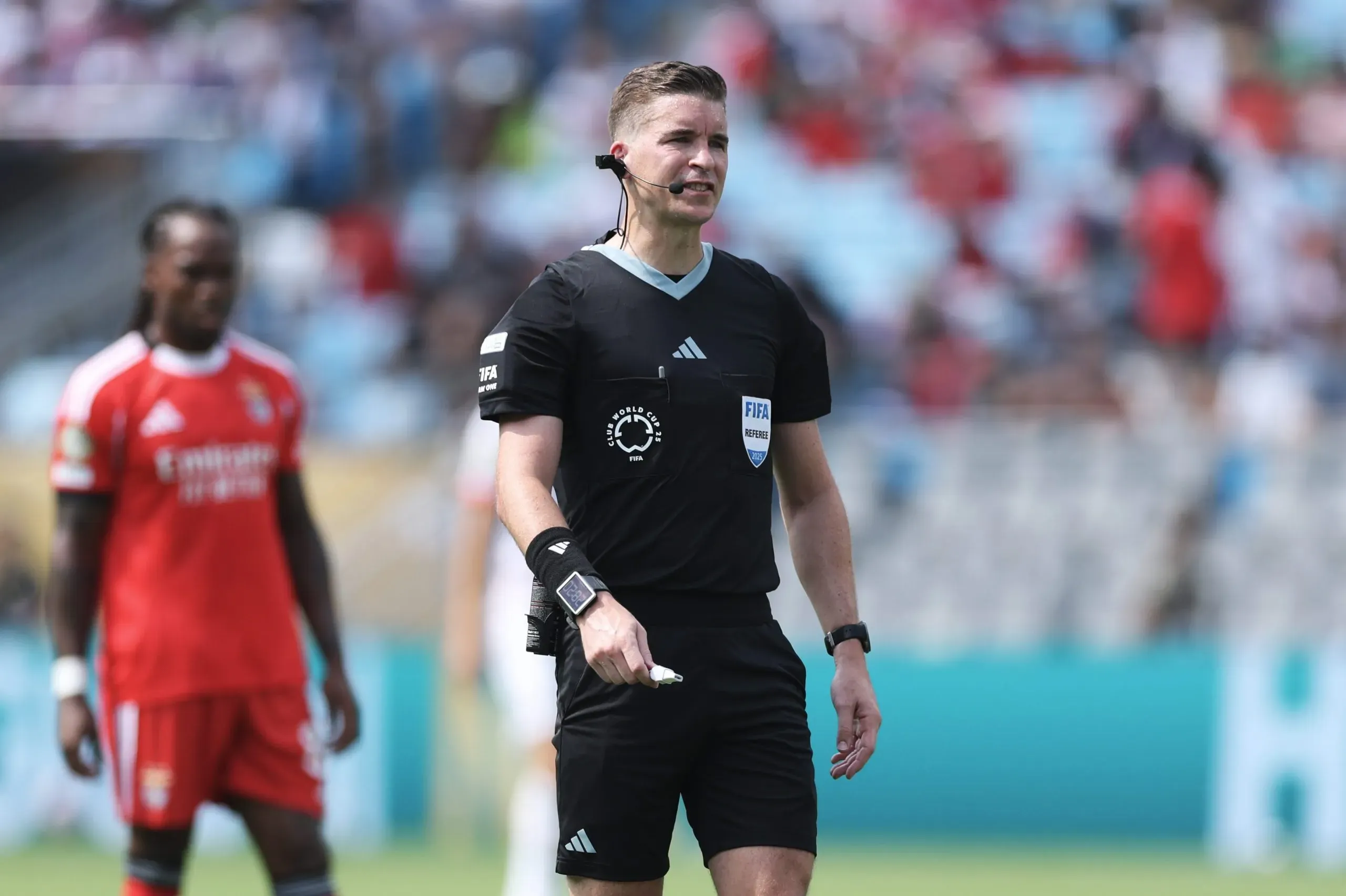CHARLOTTE, NORTH CAROLINA – JUNE 24: Referee Francois Letexier officiates during the FIFA Club World Cup 2025 group C match between SL Benfica and FC Bayern München at Bank of America Stadium on June 24, 2025 in Charlotte, North Carolina. (Photo by Kevin C. Cox/Getty Images)