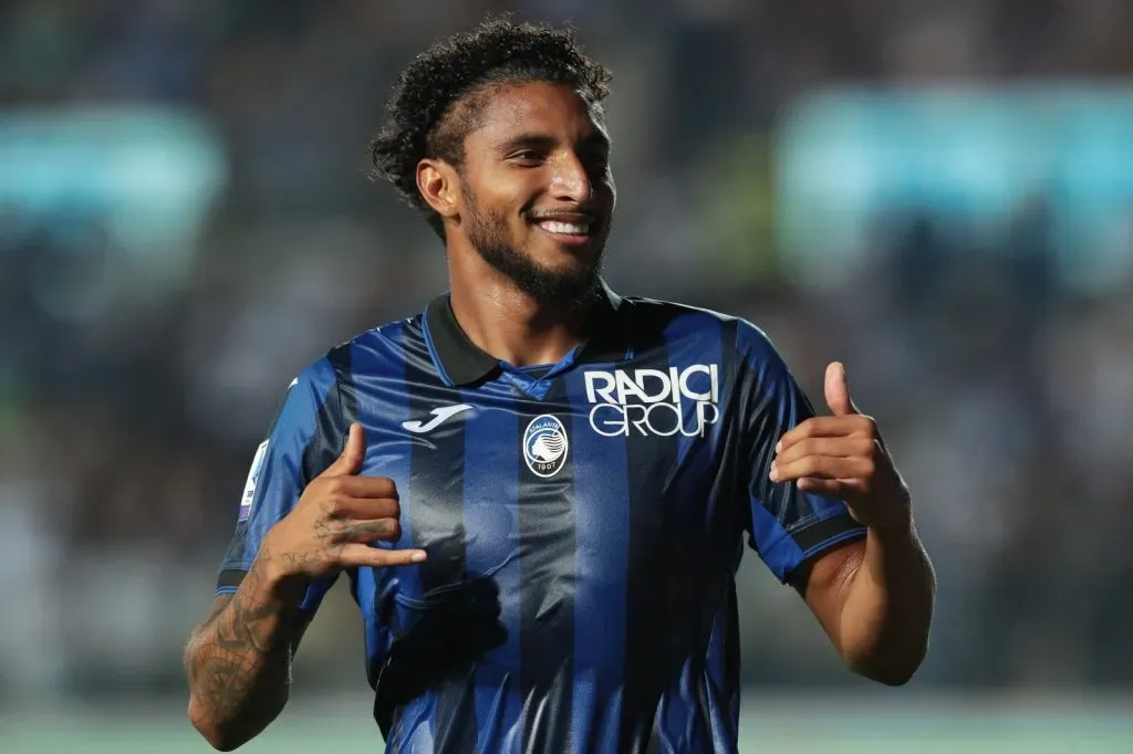 BÉRGAMO, ITÁLIA – 02 DE SETEMBRO: Ederson, da Atalanta, comemora após marcar o primeiro gol da equipe durante a partida da Série A TIM entre Atalanta BC e AC Monza no Estádio Gewiss, em 02 de setembro de 2023, em Bérgamo, Itália. (Foto de Emilio Andreoli/Getty Images)