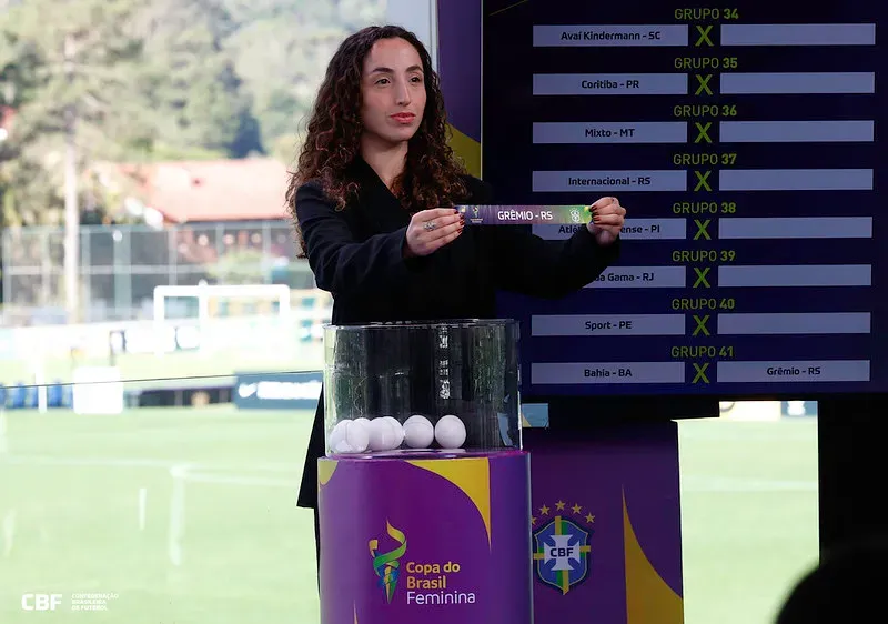 Momento em que o adversário do Bahia é sorteado (Reprodução/rafaelribeirorio/CBF)