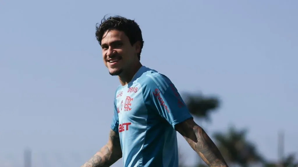 Pedro durante treinamento na Gávea. Foto: Gilvan de Souza/Flamengo