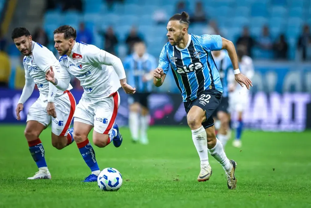 Martin Braithwaite em ação pelo Grêmio. FOTO: LUCAS UEBEL/GREMIO FBPA