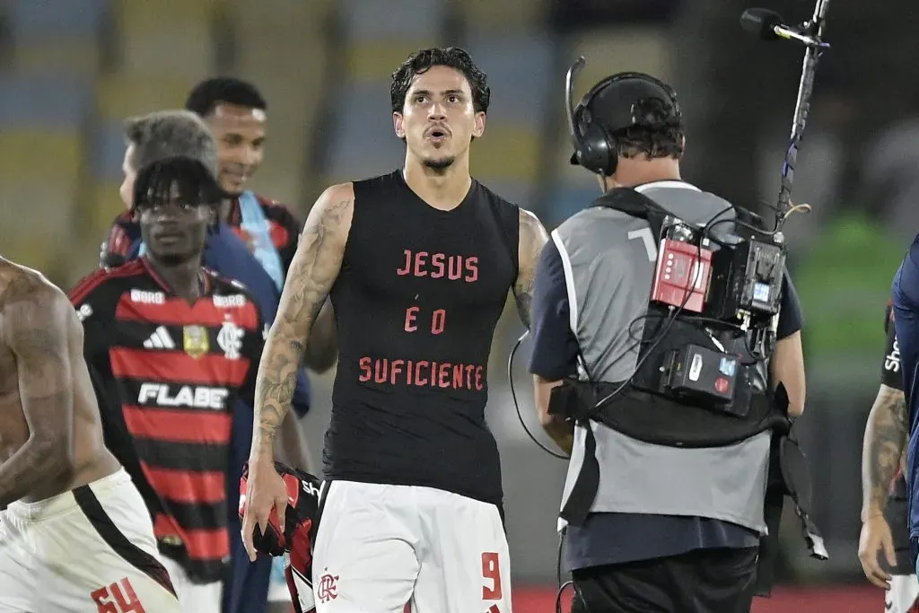 Pedro após marcar o gol da vitória do Fla-Flu. Foto: Alexandre Loureiro/AGIF.