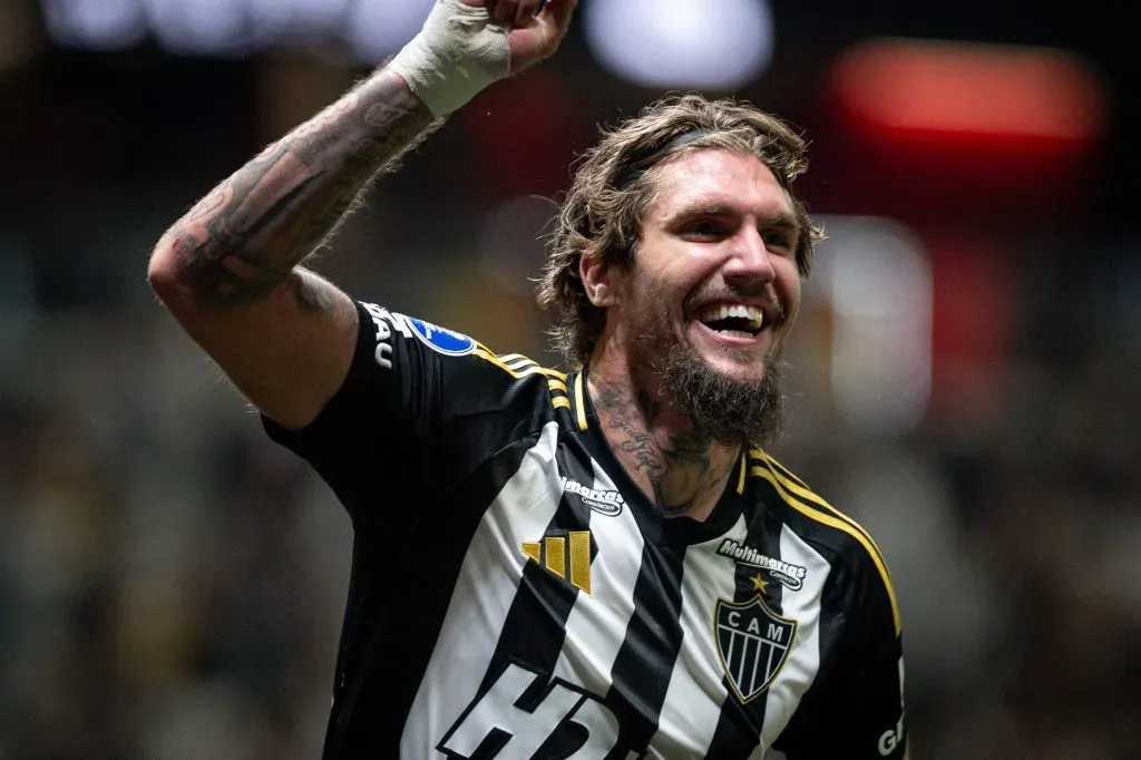 MG – BELO HORIZONTE – 29/05/2025 – COPA SUL-AMERICANA 2025, ATLETICO X CIENCIANO – Lyanco jogador do Atletico comemora seu gol durante partida contra o Cienciano no estadio Arena MRV pelo campeonato Copa Sul-americana 2025. Foto: Alessandra Torres/AGIF