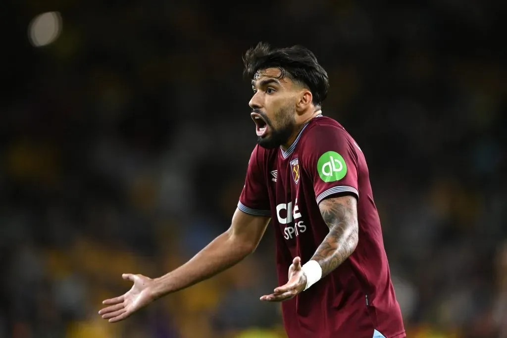 WOLVERHAMPTON, ENGLAND – AUGUST 26: Lucas Paqueta of West Ham United reacts during the Carabao Cup Second Round match between Wolverhampton Wanderers and West Ham United at Molineux on August 26, 2025 in Wolverhampton, England. (Photo by Shaun Botterill/Getty Images)