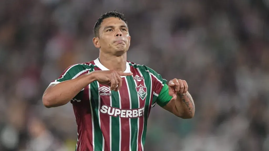 Thiago Silva comemorando gol pelo Fluminense. Foto: Thiago Ribeiro/AGIF