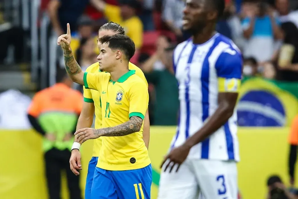 Philippe Coutinho jogador do Brasil comemora seu gol durante amistoso contra o Honduras no estadio Beira-Rio. Foto: Pedro H. Tesch/AGIF