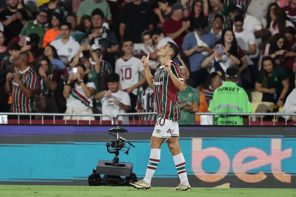 Kevin Serna comemora gol marcado pelo Fluminense. (Photo by Wagner Meier/Getty Images)