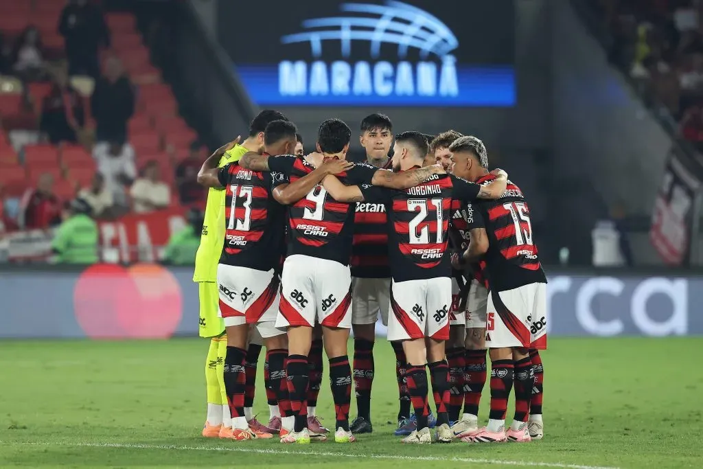 Flamengo em campo antes do apito inicial contra o Racing. Foto: Wagner Meier/Getty Images