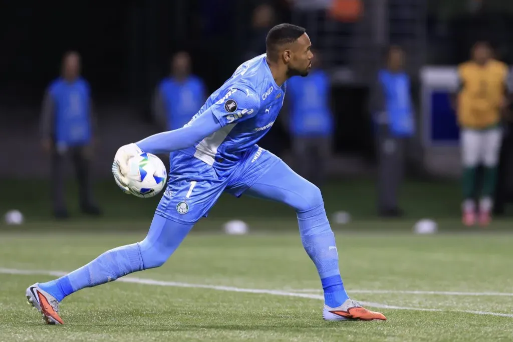 Carlos Miguel goleiro do Palmeiras durante partida contra o LDU no estadio Arena Allianz Parque pelo campeonato Copa Libertadores 2025. Foto: Marcello Zambrana/AGIF
