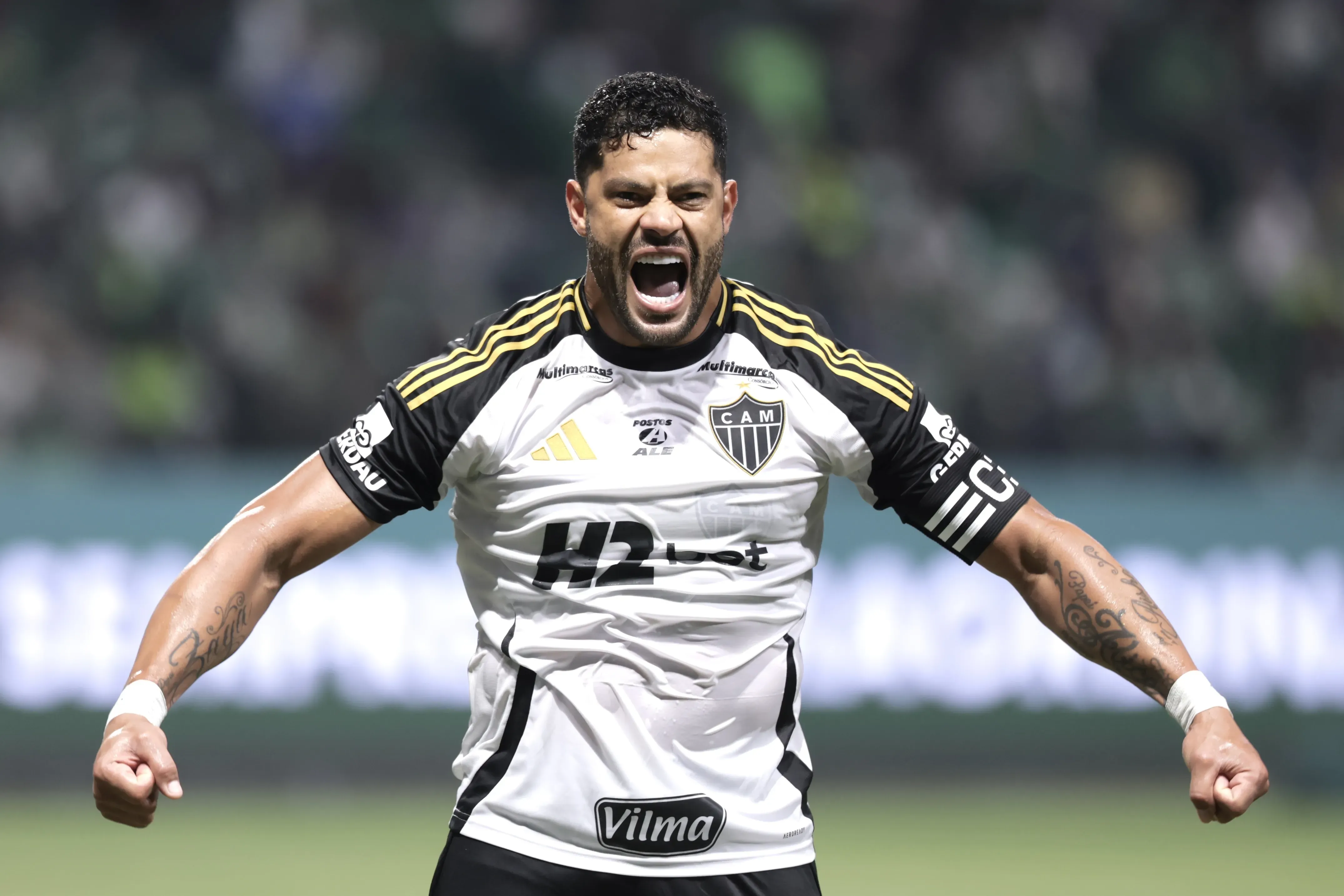 SP – SAO PAULO – 20/07/2025 – BRASILEIRO A 2025, PALMEIRAS X ATLETICO-MG – Hulk jogador do Atletico-MG comemora seu gol durante partida contra o Palmeiras no estadio Arena Allianz Parque pelo campeonato Brasileiro A 2025. Foto: Marcello Zambrana/AGIF