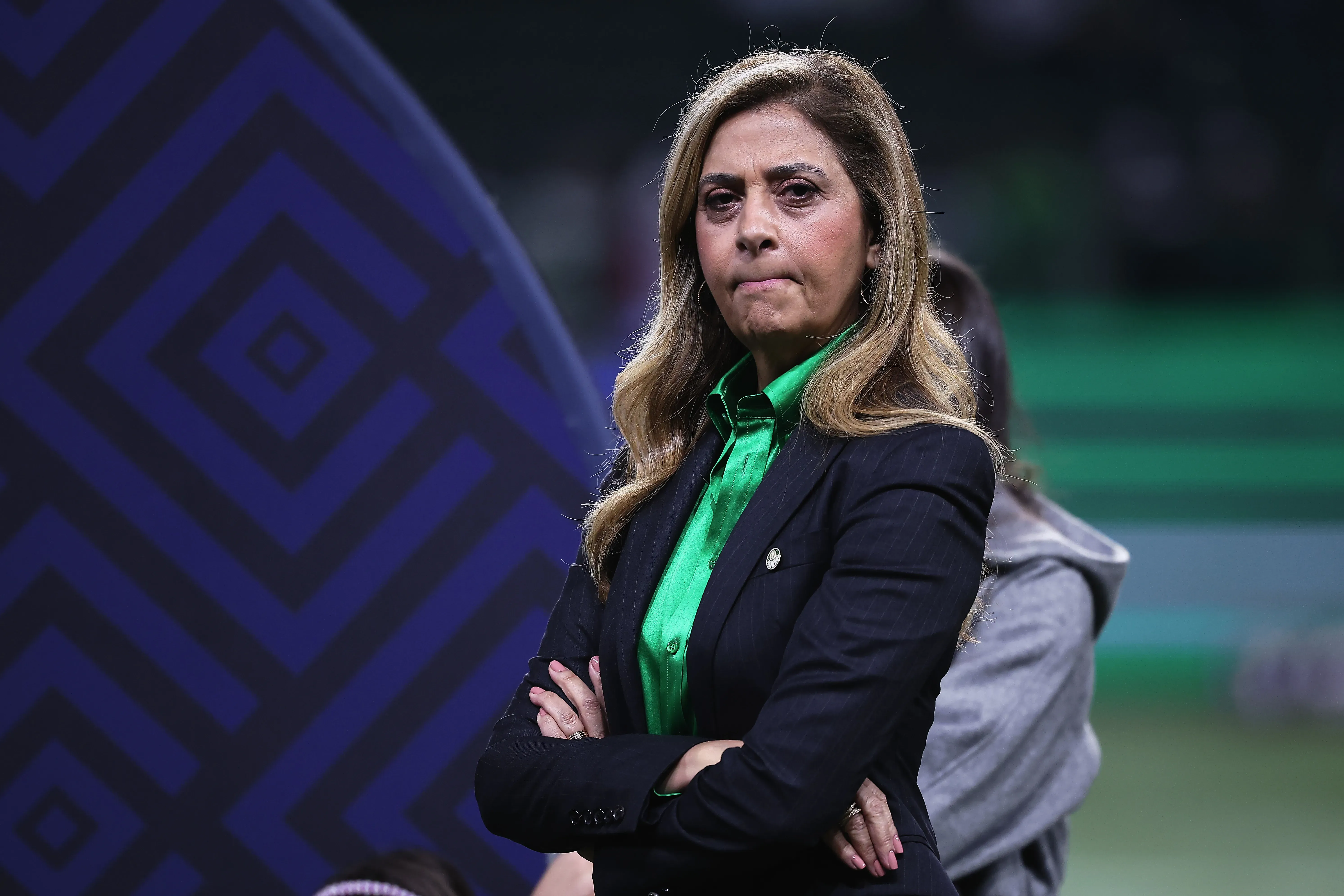 Leila Pereira presidente do Palmeiras durante partida contra o Santos no estadio Arena Allianz Parque pelo campeonato Brasileiro A 2025. Foto: Ettore Chiereguini/AGIF