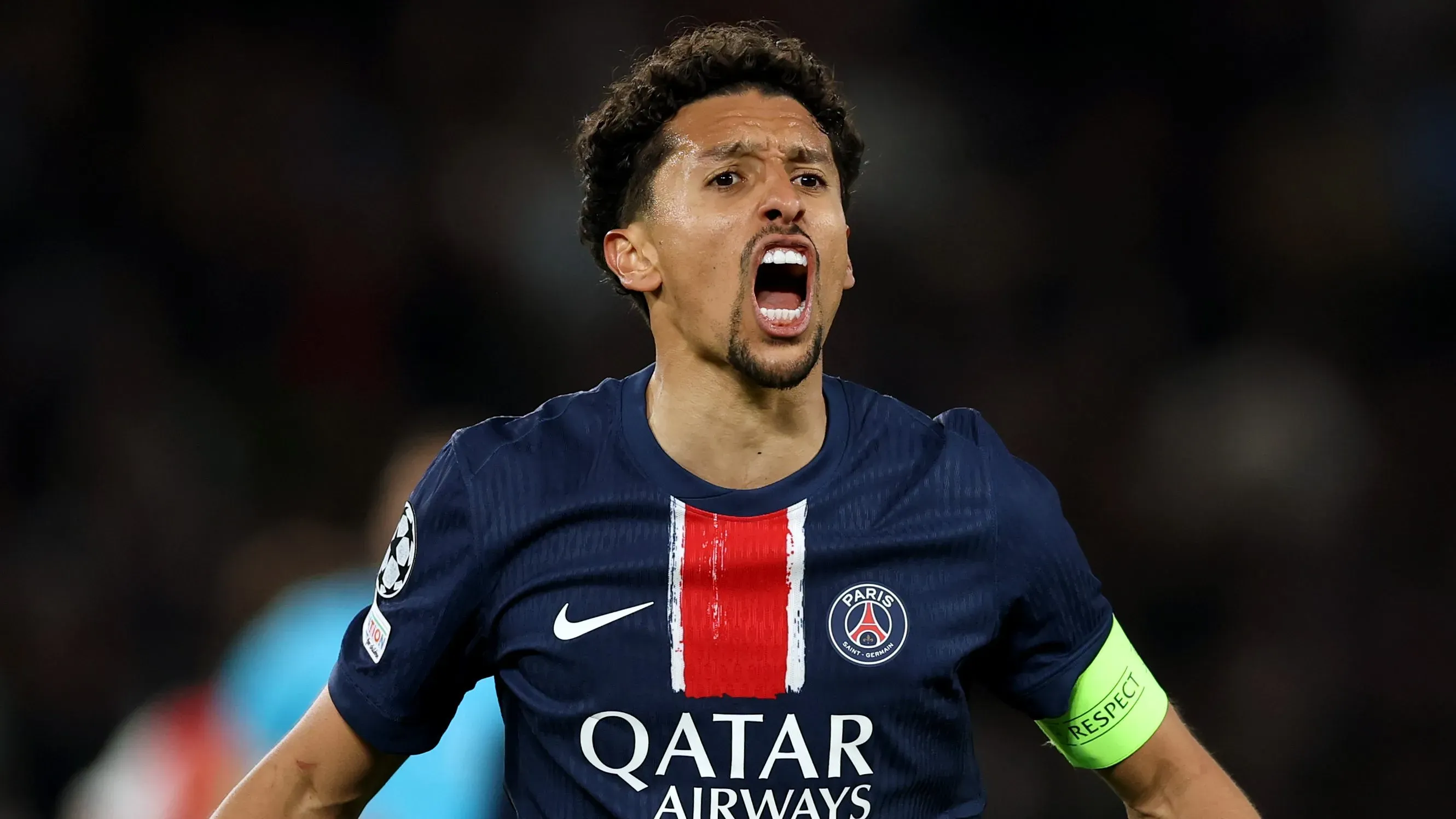 Marquinhos em campo pelo PSG. (Photo by Richard Heathcote/Getty Images)