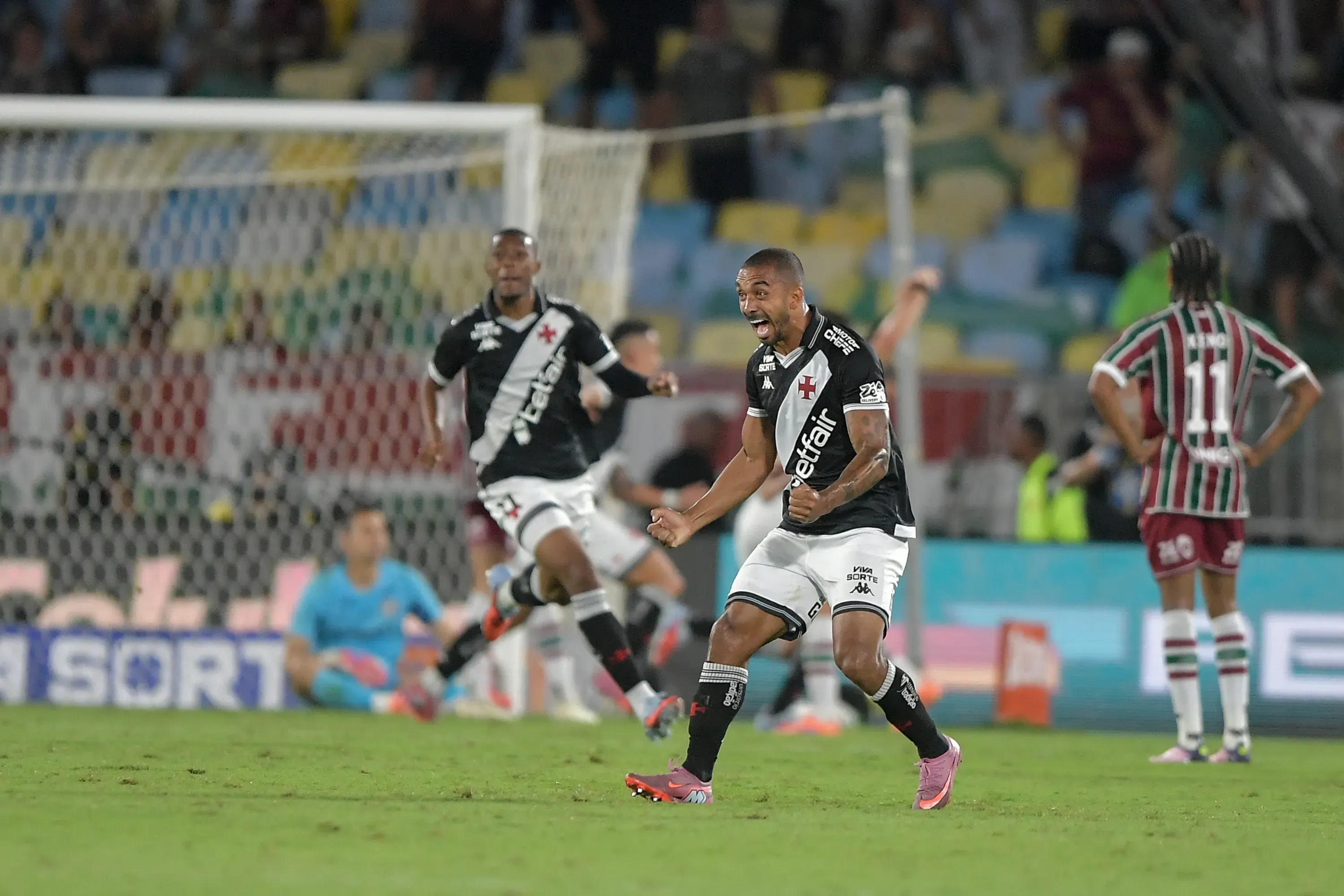 Paulo Henrique jogador do Vasco comemora gol durante partida contra o Fluminense no estadio Maracana pelo campeonato Copa Do Brasil 2025. Foto: Thiago Ribeiro/AGIF