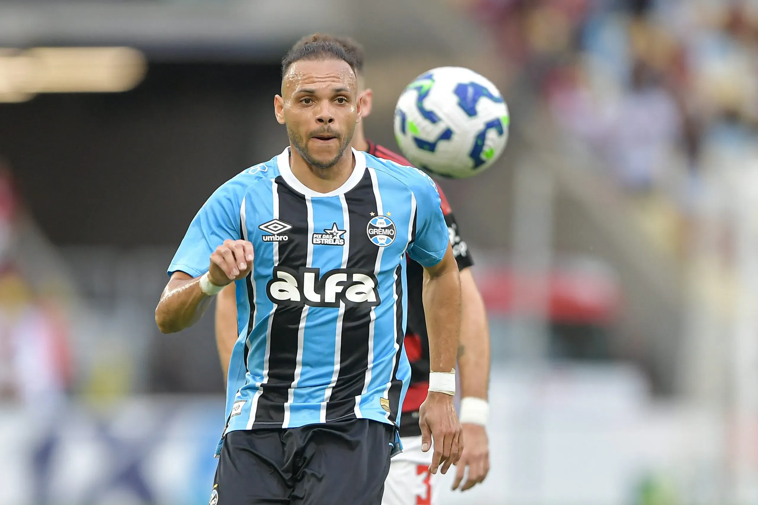 RJ – RIO DE JANEIRO – 31/08/2025 – BRASILEIRO A 2025, FLAMENGO X GREMIO – Braithwaite jogador do Gremio durante partida contra o Flamengo no estadio Maracana pelo campeonato Brasileiro A 2025. Foto: Thiago Ribeiro/AGIF