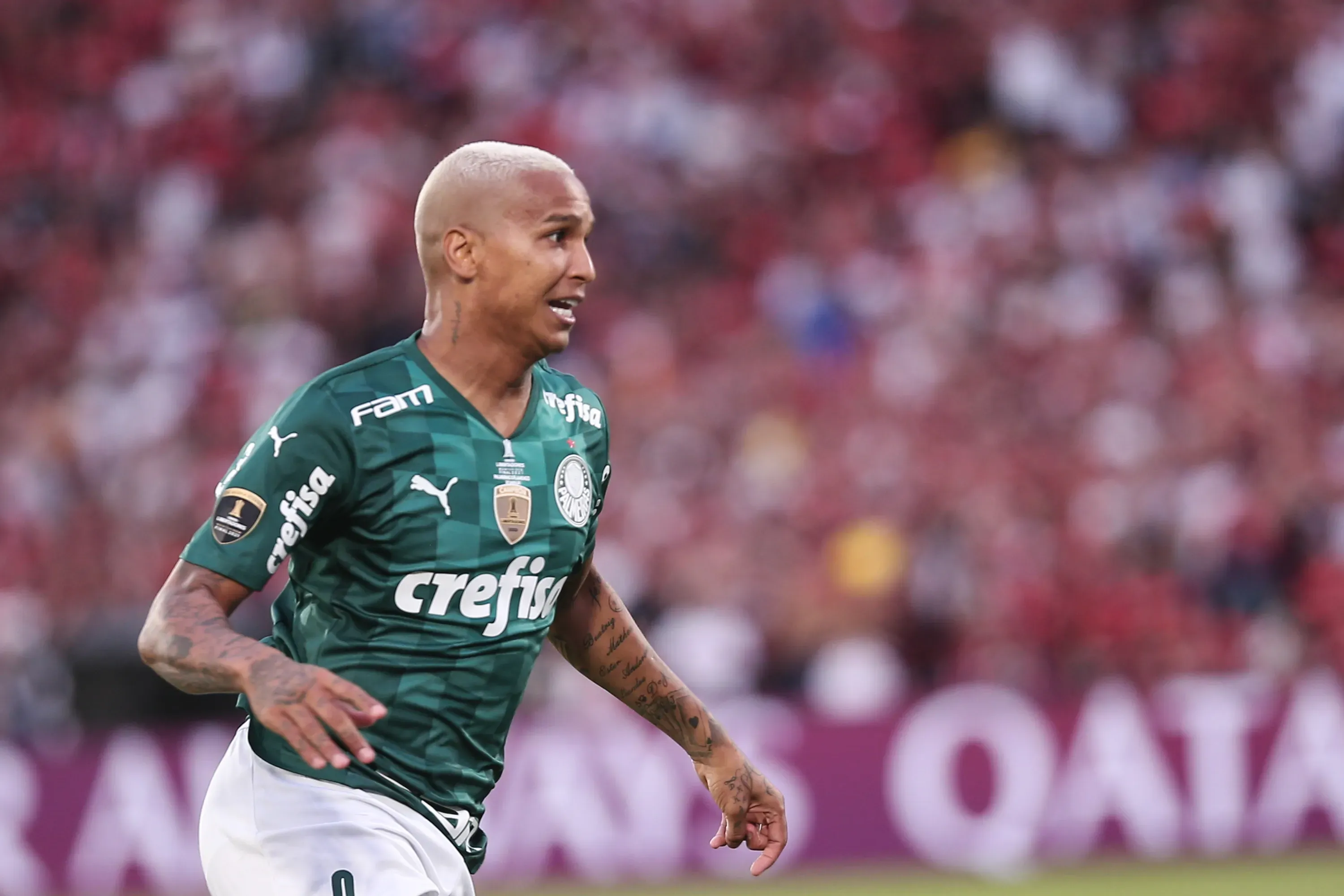 Uruguai – 27/11/2021 – LIBERTADORES 2021 FINAL, PALMEIRAS X FLAMENGO – Deyverson jogador do Palmeiras comemora seu gol durante partida contra o Flamengo no estadio Centenario pelo campeonato Copa Libertadores 2021. Foto: Ettore Chiereguini/AGIF