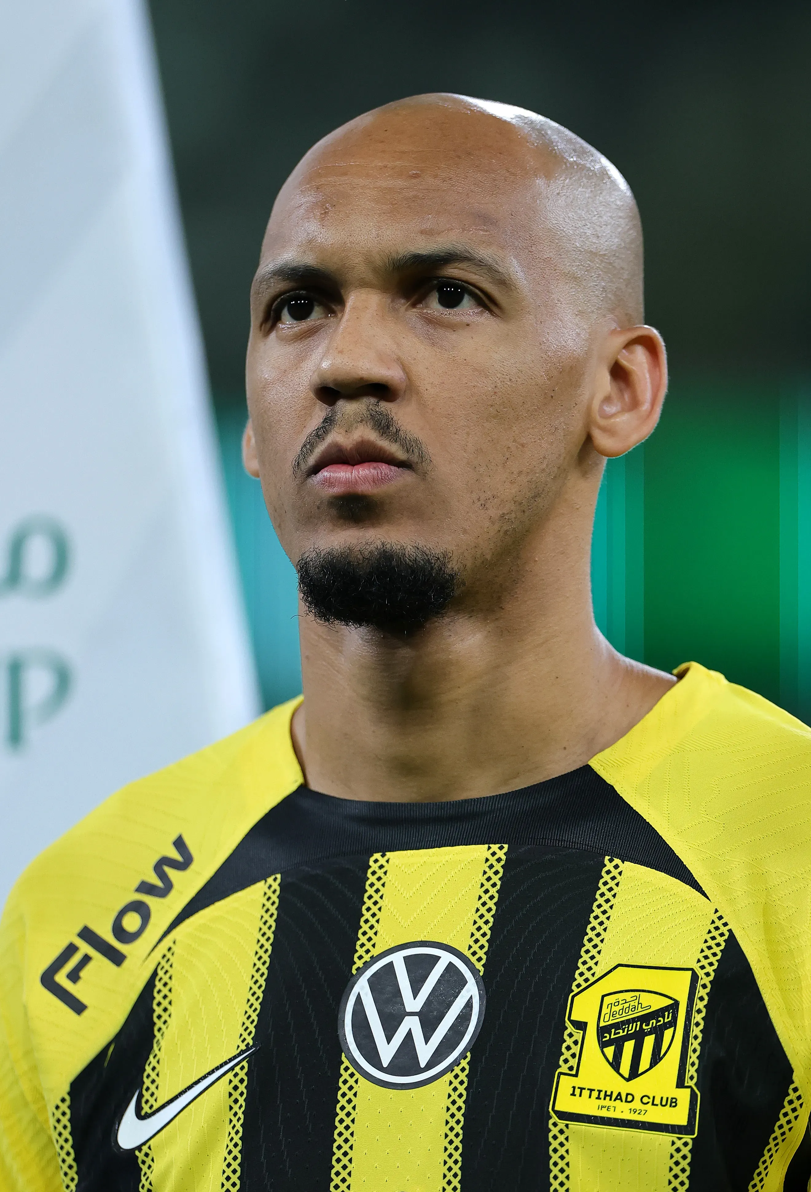 JEDDAH, SAUDI ARABIA – APRIL 05: Fabinho of Al-Ittihad lines up prior to the Saudi Pro League match between Al Ahli SFC and Al Ittihad at Alimna Stadium on April 05, 2025 in Jeddah, Saudi Arabia. (Photo by Abdullah Ahmed/Getty Images)
