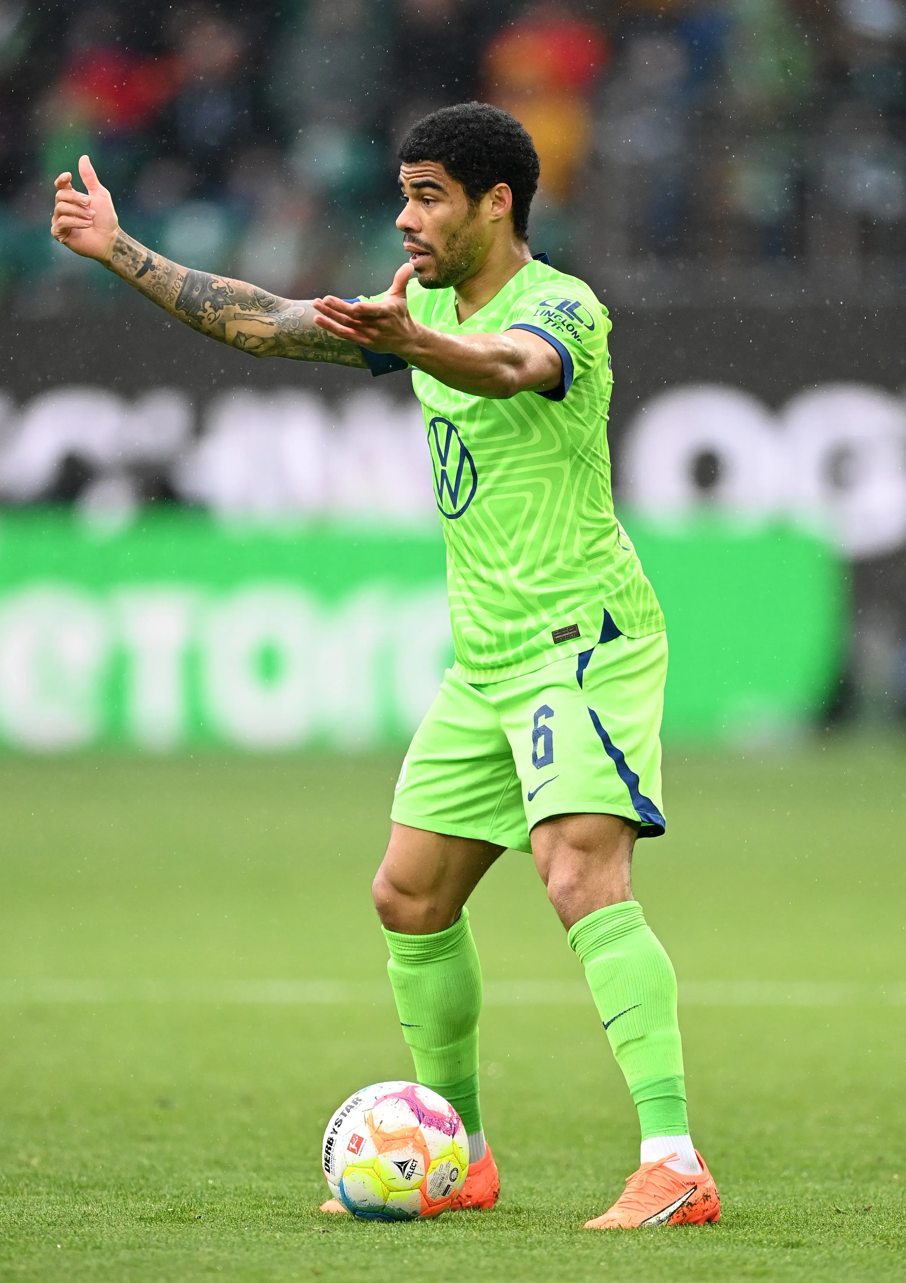 WOLFSBURG, GERMANY – APRIL 01: Paulo Otávio of Wolfsburg in action during the Bundesliga match between VfL Wolfsburg and FC Augsburg at Volkswagen Arena on April 01, 2023 in Wolfsburg, Germany. (Photo by Stuart Franklin/Getty Images)