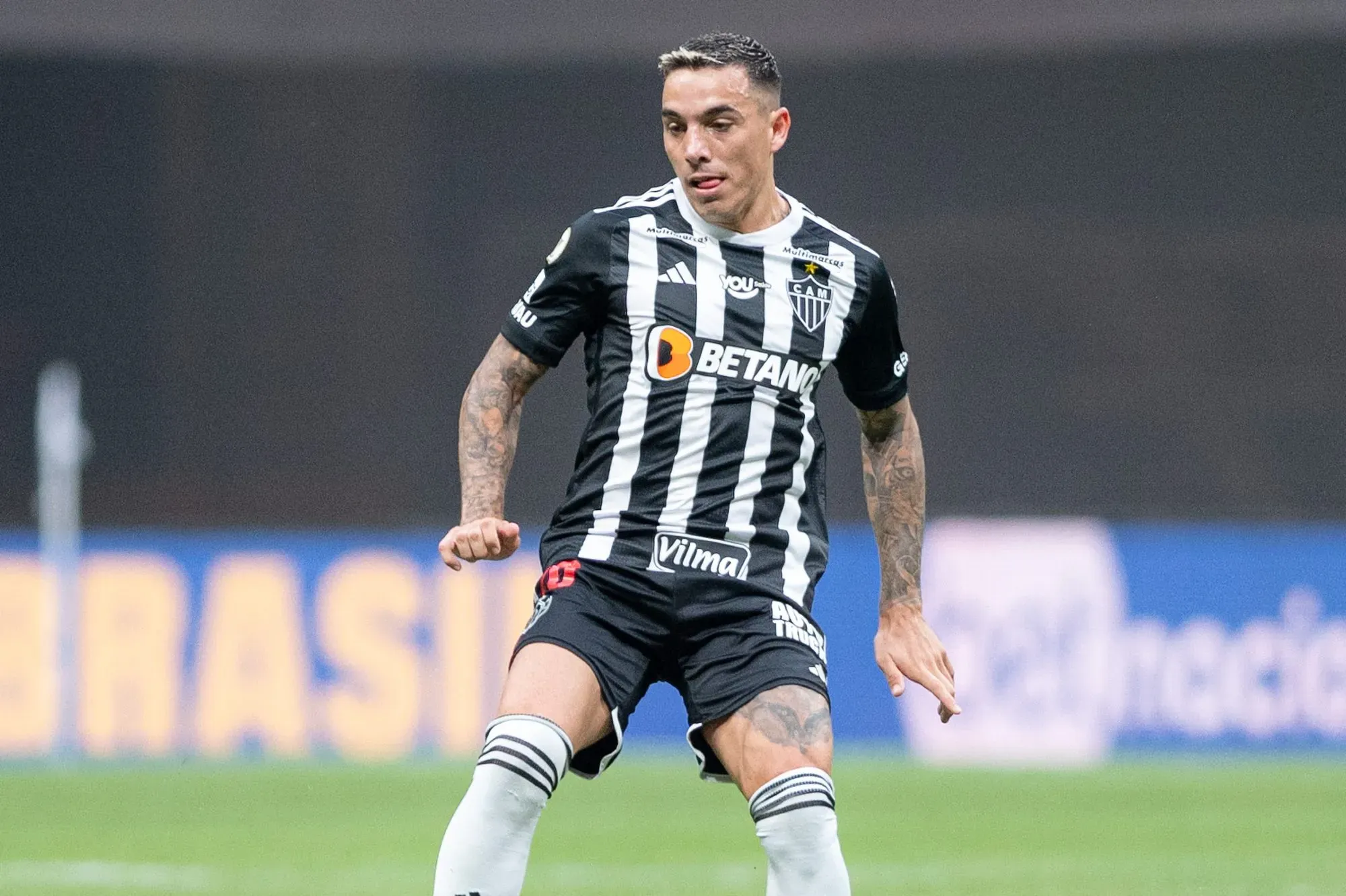 MG – BELO HORIZONTE – 17/08/2024 – BRASILEIRO A 2024, ATLETICO-MG X CUIABA – Saravia jogador do Atletico-MG durante partida contra o Cuiaba no estadio Arena MRV pelo campeonato Brasileiro A 2024. Foto: Alessandra Torres/AGIF