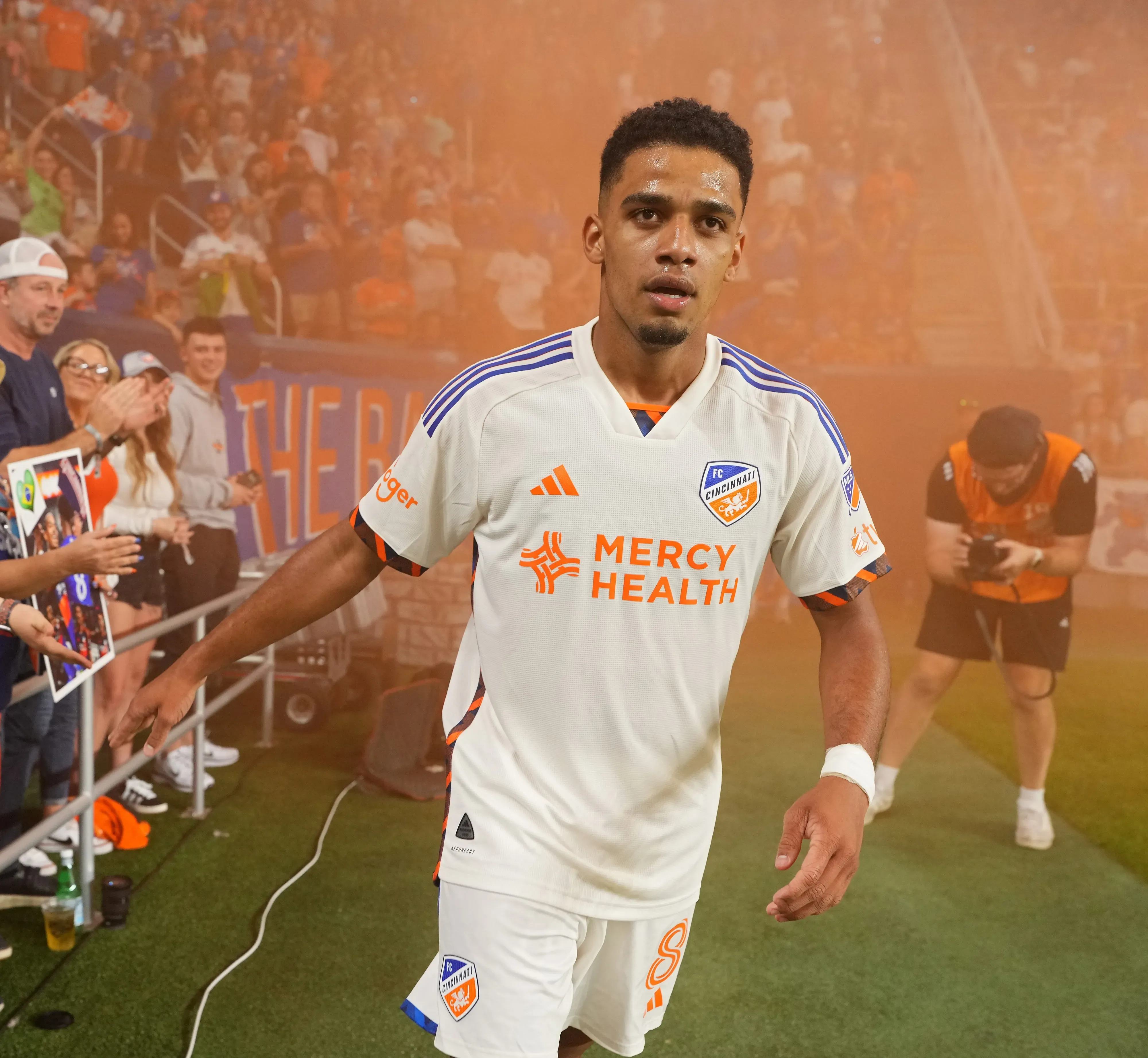 Brenner #8 of FC Cincinnati reacts after scoring the team’s third goal during the second half of an MLS soccer match against CF Montréal at TQL Stadium on October 18, 2025 in Cincinnati, Ohio. (Photo by Jeff Dean/Getty Images)