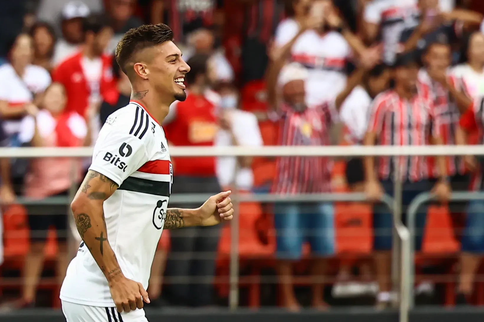 SP – Sao Paulo – 19/03/2022 – PAULISTA 2022, SAO PAULO X BOTAFOGO – Rigoni jogador do Sao Paulo comemora seu gol durante partida contra o Botafogo-SP no estadio Morumbi pelo campeonato Paulista 2022. Foto: Marcello Zambrana/AGIF