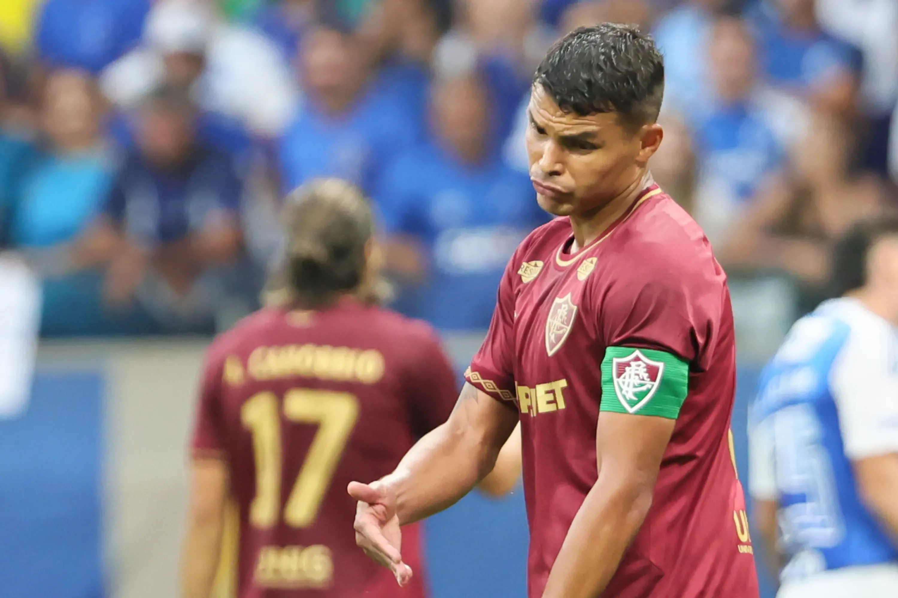 Thiago Silva jogador do Fluminense lamenta durante partida contra o Cruzeiro no estadio Mineirao pelo campeonato Brasileiro A 2025. Foto: Gilson Lobo/AGIF