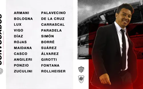 Los convocados de River ante Junior. (Foto: Prensa River)