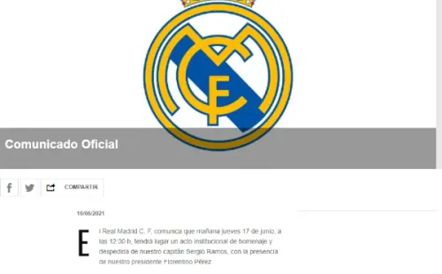 Comunicado oficial del Real Madrid