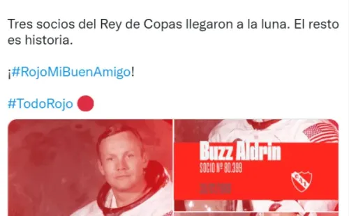 En el aniversario 50 del alunizaje, el Rojo recordó el suceso histórico en Twitter