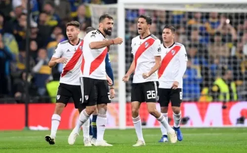 Lucas Pratto festejando su gol en la final de Madrid en 2018 (Foto: Getty)