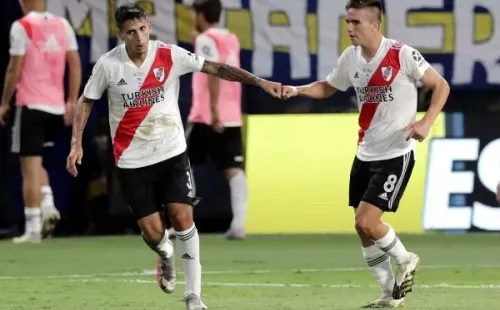 Agustín Palavecino celebrando junto a Fabrizio Angileri (Foto: Getty)