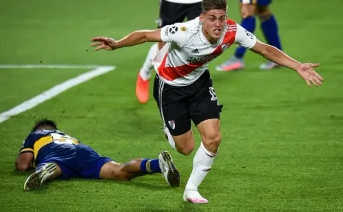 Federico Girotti festejando su gol a Boca en la Copa Maradona (Foto: Getty Images)