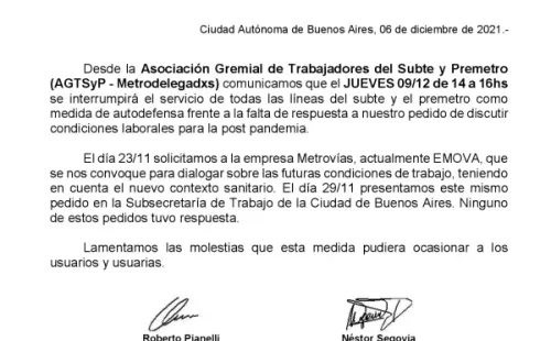 Foto: Twitter Prensa AGTSyP.