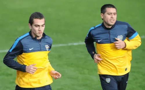 Román y Escalante, juntos en Boca 2013.