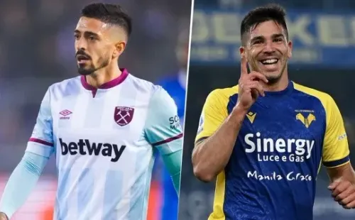 Manuel Lanzini y Giovani Simeone, seguidos de cerca por Scaloni (Foto:GettyImages)