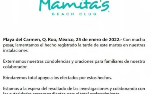 Comunicado Oficial de ‘Mamita´s Beach Club’.