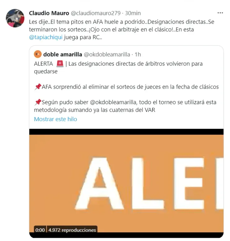 El enojo de los hinchas en Twitter.