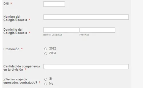 Una parte del formulario que hay que llenar.