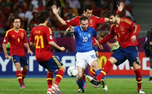 Antonio Cassano vs. España, final de la EURO 2012 (Getty)