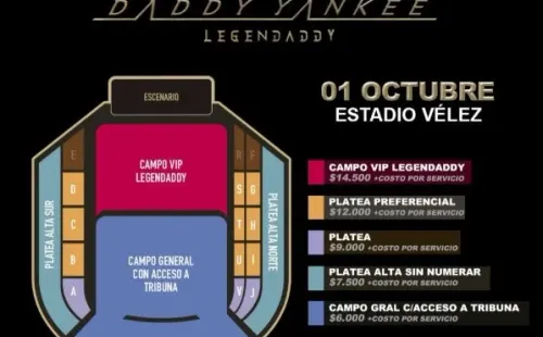 Los precios del show de Daddy Yankee en Argentina.