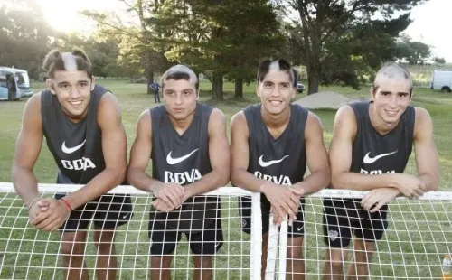 Tiago Casasola, Sebastián Palacios, Nahuel Zárate y Dino Castagno en la pretemporada 2013 (Prensa Boca)