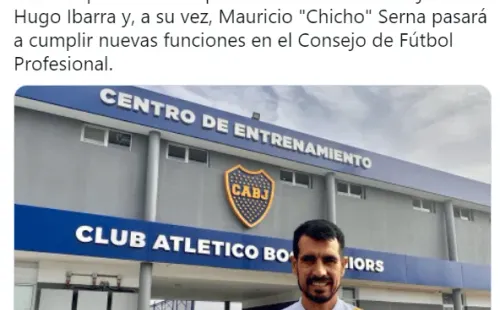 El tuit oficial de Boca y su posteo.
