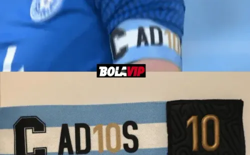 El brazalete de Konstantin Vassiljev alusivo a Diego Maradona.