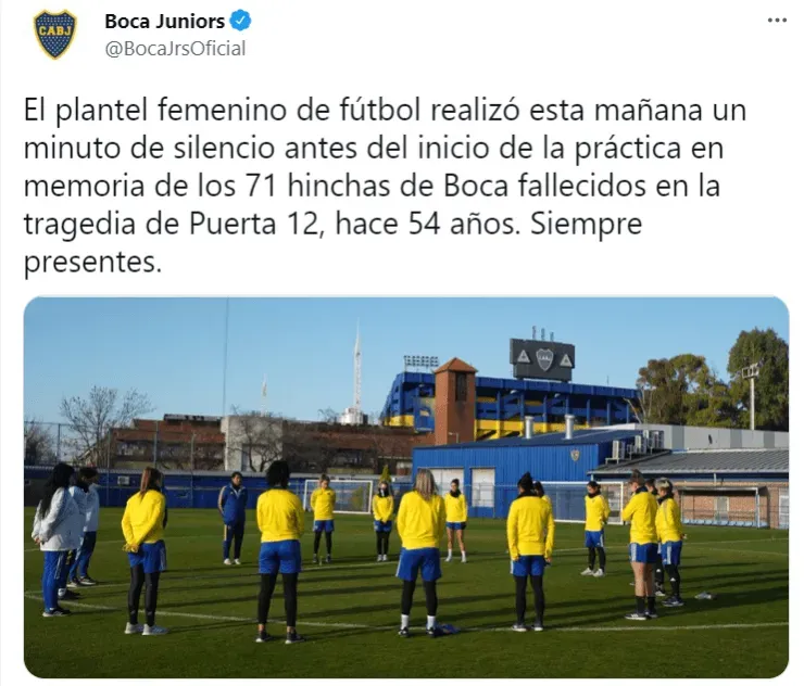Boca arrancó su día haciendo un minuto de silencio en el predio.